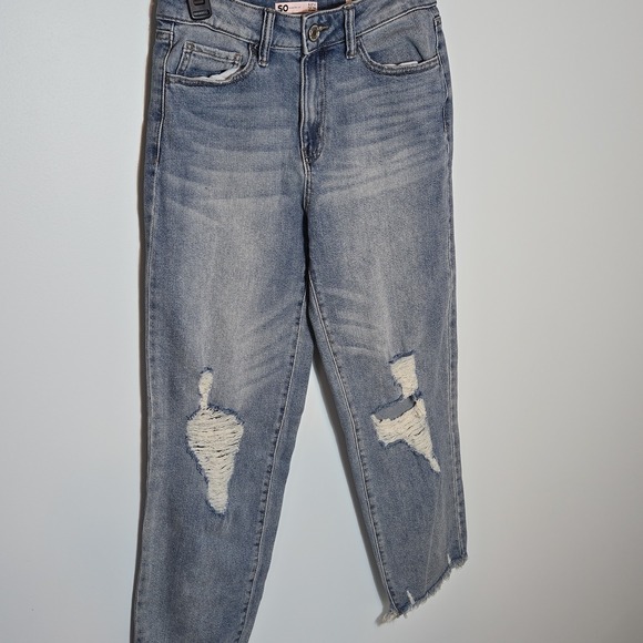 SO Denim - SO High Rise Straight Distressed Jeans Womens 5/27W Blue Authentic Stretch
